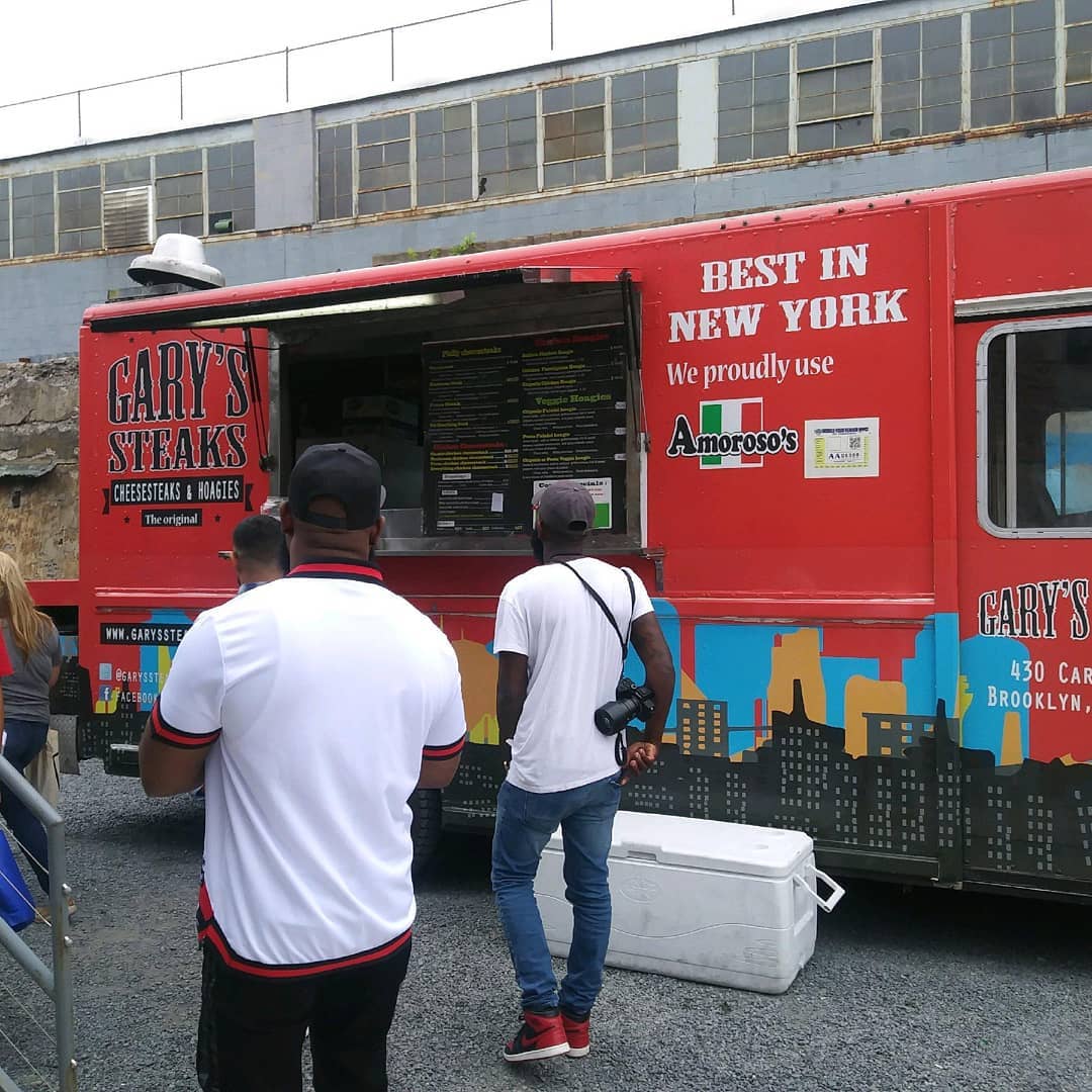 Garyssteaks Food Truck Catering Barbershopconnect in the Knockdown center Brooklyn