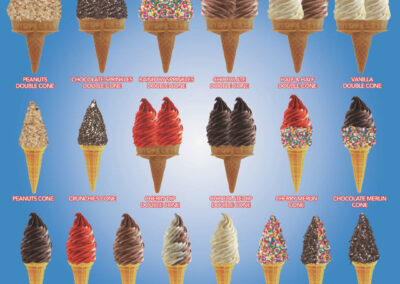 ice cream cones and flavors